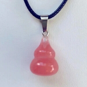 Handmade Cherry Quartz Double Bubble Stone Necklace NWT